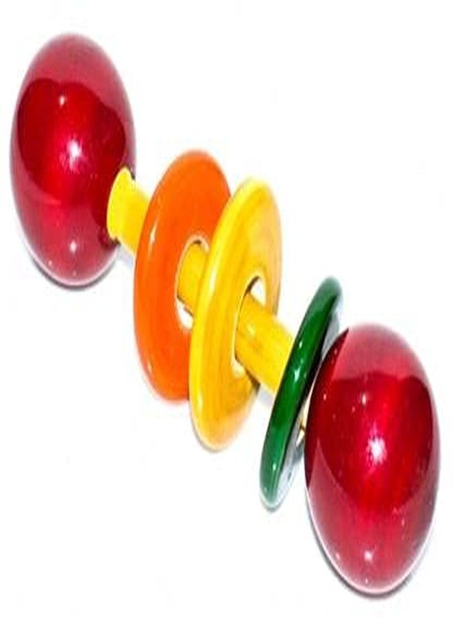 Little Mind Colourful Wooden Baby Rattle Toy - Hand Crafted Rattle Set for Kids - Musical Toy for Newly Born Pack of 4 - Image 3
